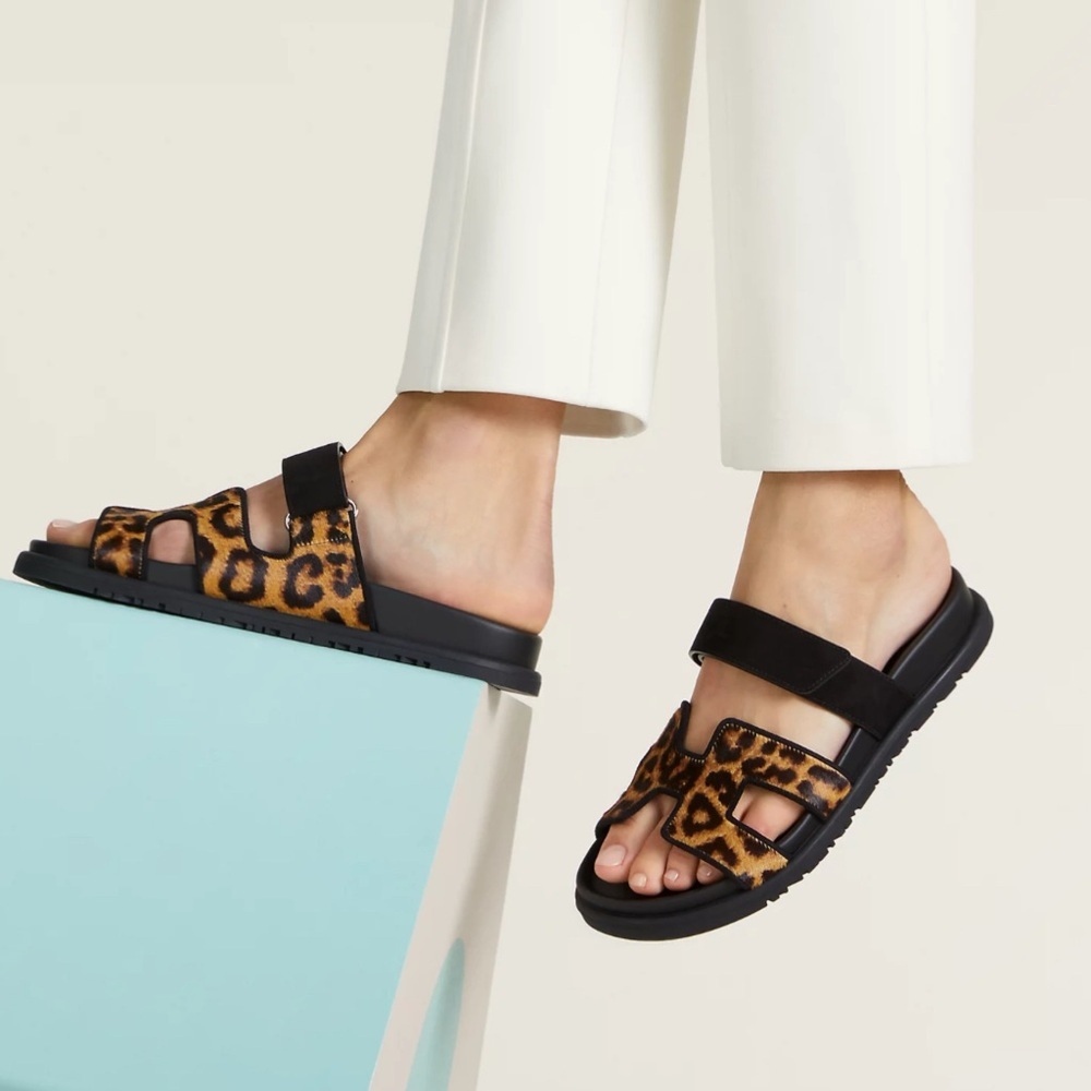 Chypre sandal Leopard Print Black Sandals - Picture 3 of 14